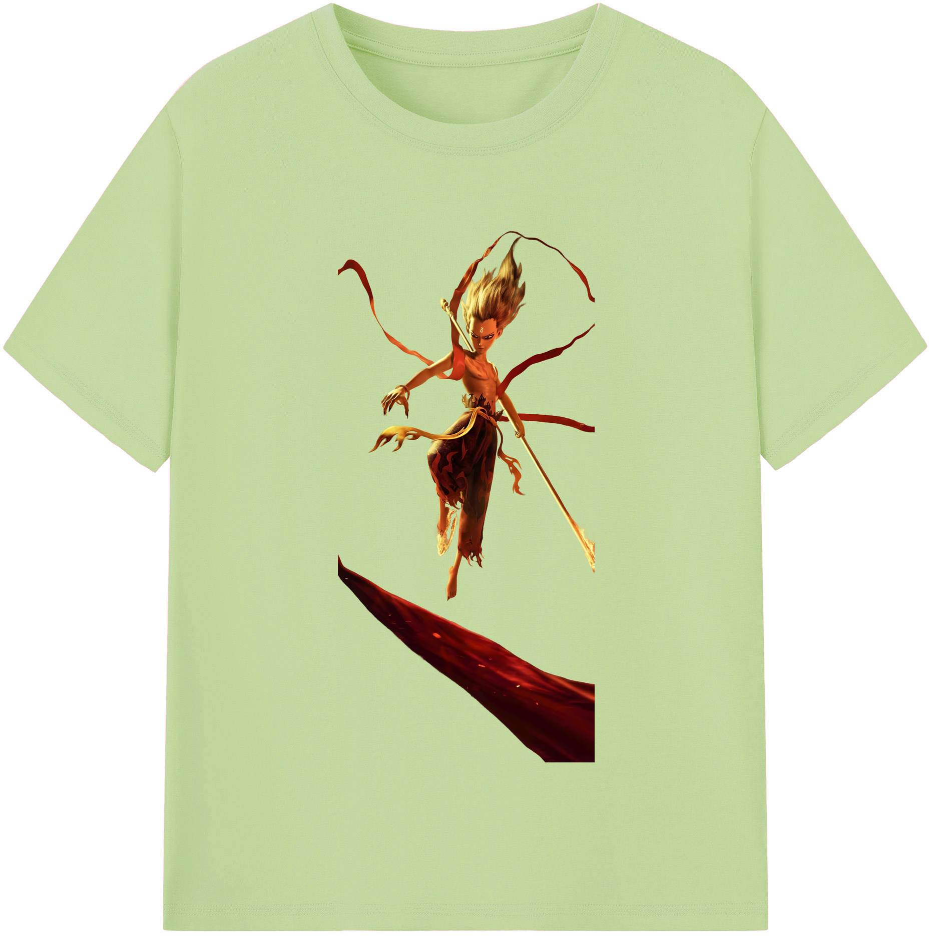 （画像用） Ne Zha 2 ナタ 魔童の大暴れ 綿100％半袖Tシャツ（フロントプリント）
